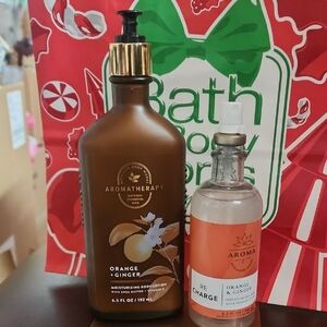 Bath & Body Set 2 Aromatherapy Orange & Ginger Body Lotion & Essential Body Oil